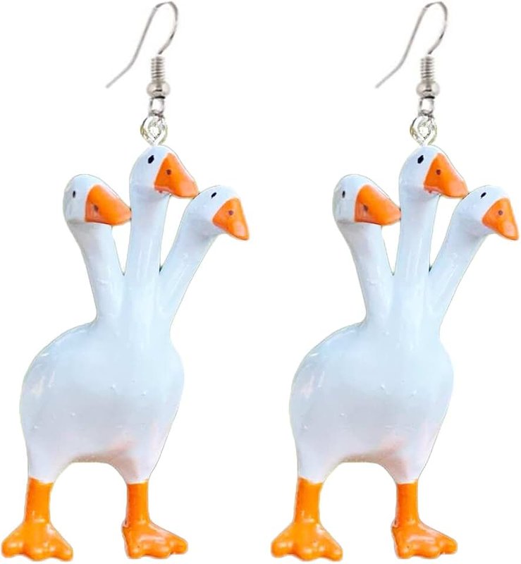 COLORFUL BLING Funny Cute Goose Drop Earrings Novelty Quirky Lovely Animals Dangle Earrings Farm Pet Jewelry for Women