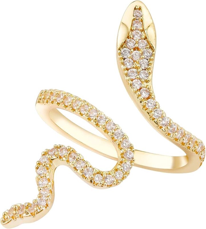 LEE&RO Snake Ring for Women 18K Snake Jewelry Rhinestone Snake Rings Snake Accessories for Women