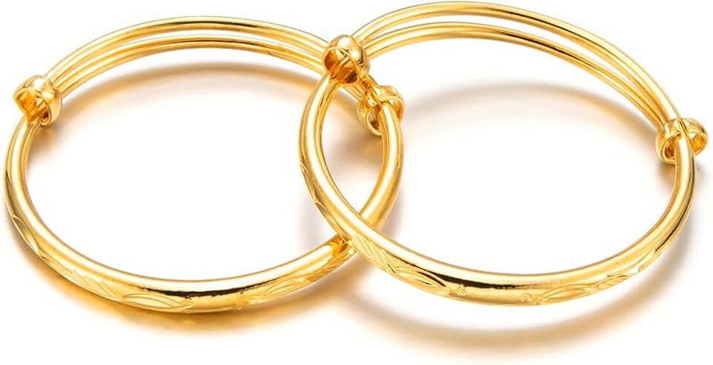 Ethlyn Ethlyn 2pcs/lot 18K Gold Plated Stars Kids Lucky Bangles &bracelets Birthday Christmas Gifts for baby boys and girls