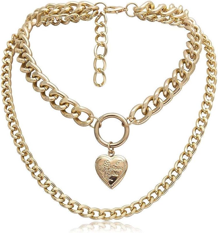 MJartoria Gold Layered Necklaces for Women Trendy Retro Coin Pendant Necklace Dainty Chunky Chain Choker Necklaces for Jewelry Birthday Gifts