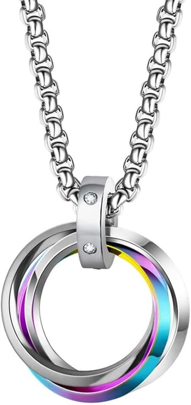 JUDE Stainless Steel Three Interlocking Braided Circles Pendant Necklace