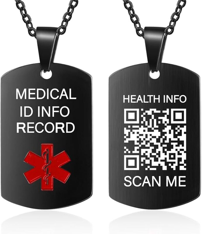 Theluckytag Medical Alert Bracelets with QR Code for Men & Women Formis Business Attire - Titanium Steel Wristband Fits Wrists Up To 8 inches - More Space Custom Emergency Medical ID Information