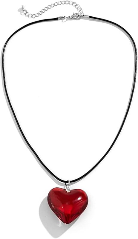 Mullike Chunky Puffy Heart Choker Necklace for Women Big Glass Heart Pendant Necklace With Elegant Braided Bow Adjustable Goth Black Velvet Chain Y2K Trendy Jewelry Gifts for Teen Girls
