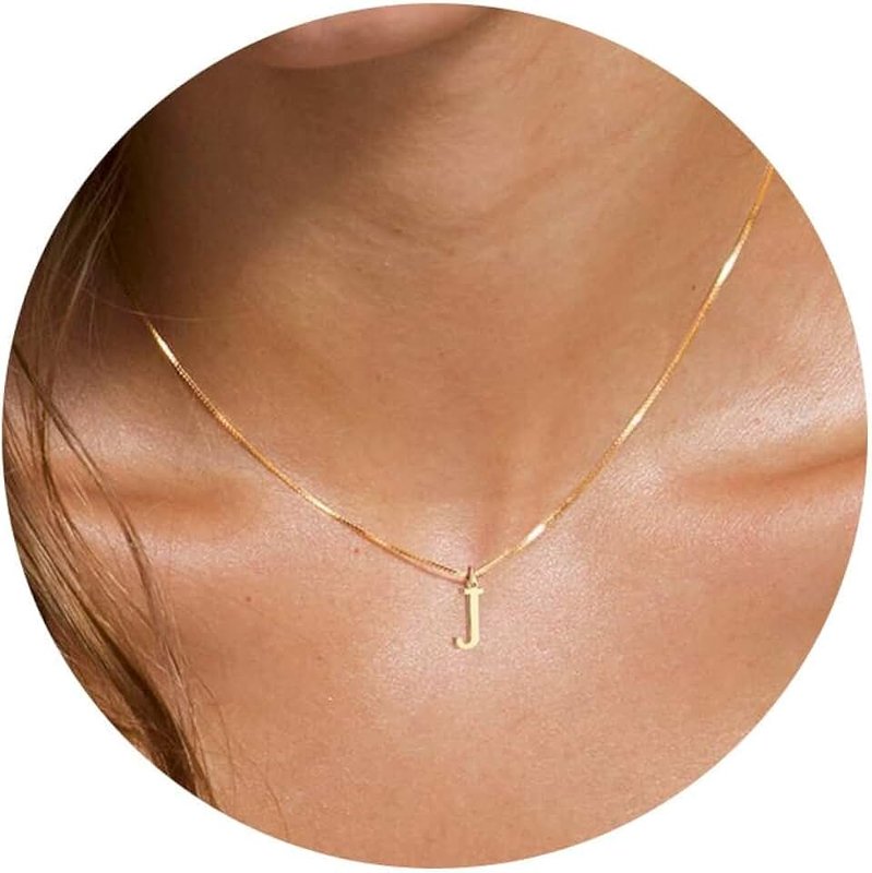 Foxgirl Gold Initial Necklaces for Women Girls, Dainty Gold Letter Necklace Tiny A-Z Pendant Choker Necklace Trendy Cute Personalized Monogram Name Necklace Gold Jewelry Necklace for Teen Girls Gift