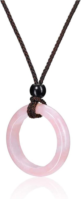 Jovivi Healing Crystal Pendant Necklace Women Natural Purple Amethyst Crystals Gemstones Quartz Round Stone Cord Necklace Adjustable Jewellery Gifts for Men