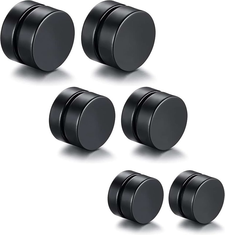 HENGYID 3 Pairs Magnetic Earrings for Men - Stainless Steel Allergy-Free and Hypoallergenic Non-Piercing Earrings - Non-Piercing Cross Studs earrings Unisex