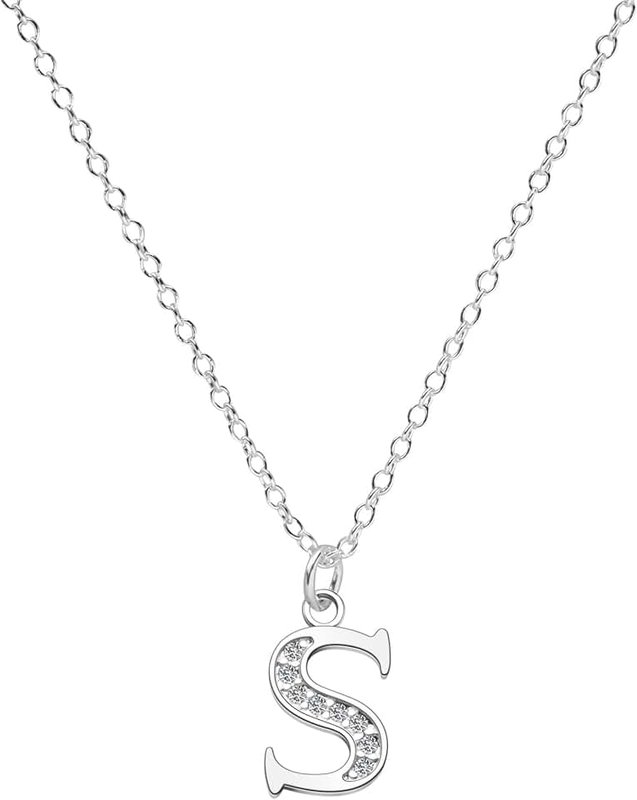 Kraven S925 Silver Initial Necklace Charm Choker, Dainty Cubic Zirconia Letter Dainty Necklaces Jewelry Birthday Gifts for Women Girls