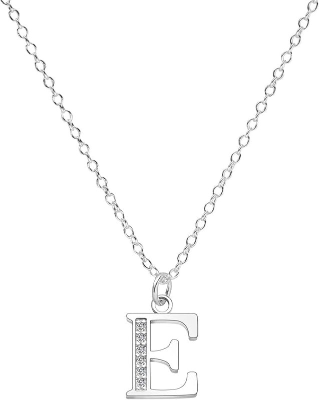Kraven S925 Silver Initial Necklace Charm Choker, Dainty Cubic Zirconia Letter Dainty Necklaces Jewelry Birthday Gifts for Women Girls