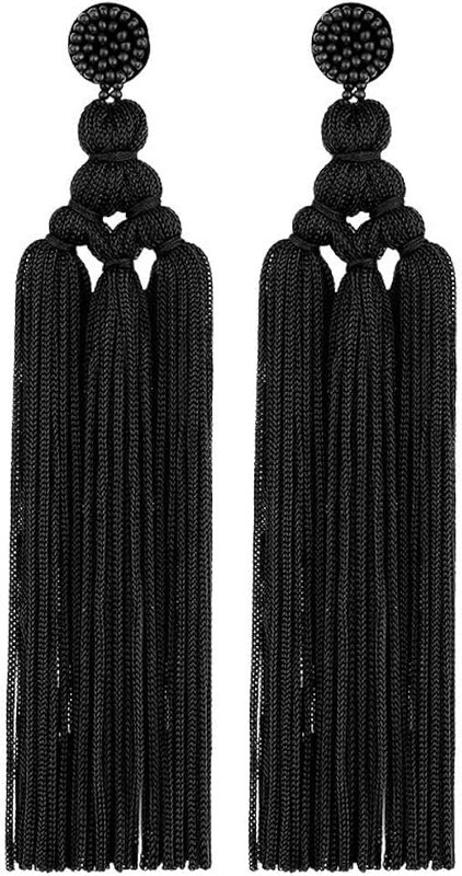 Adoshine Bohemian Tassel Earrings for Women Dangling Chandelier Boho Statement Layer Earrings Long Woven Large Thread Fringe Drop Earrings