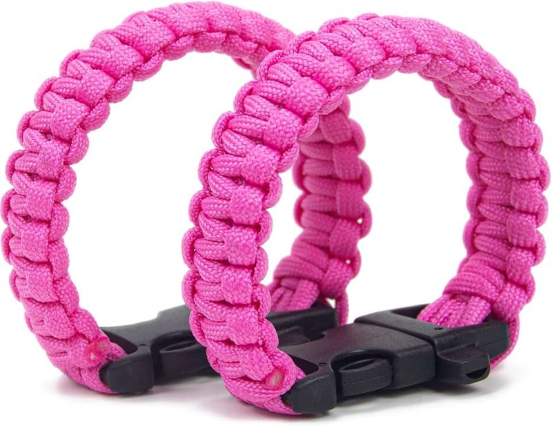 WildWave Paracord Survival Bracelets - Set of 2 - Easy to Open Clasp with Emergency Whistle Buckles