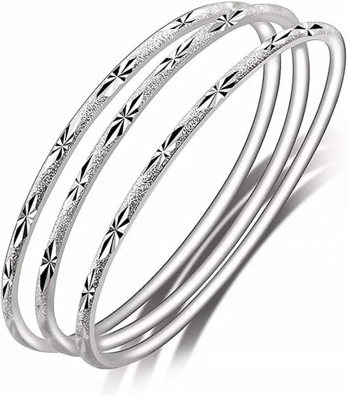 BUYITO Sterling Silver Bracelets For Women 925 Sterling Silver Beads Bangle Bracelet Transfer Lucky Cuff Bracelet Adjustable Fashion Women Jewelry Girls Fidget Bracelet For Anxiety Jewelry Friendship Gift