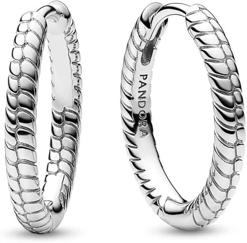 PANDORA Moments 14k Gold Plated Snake Chain Hoop Earrings