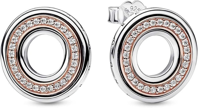 PANDORA Signature Women's Sterling Silver Cubic Zirconia Hoop Earrings, 2.3mm