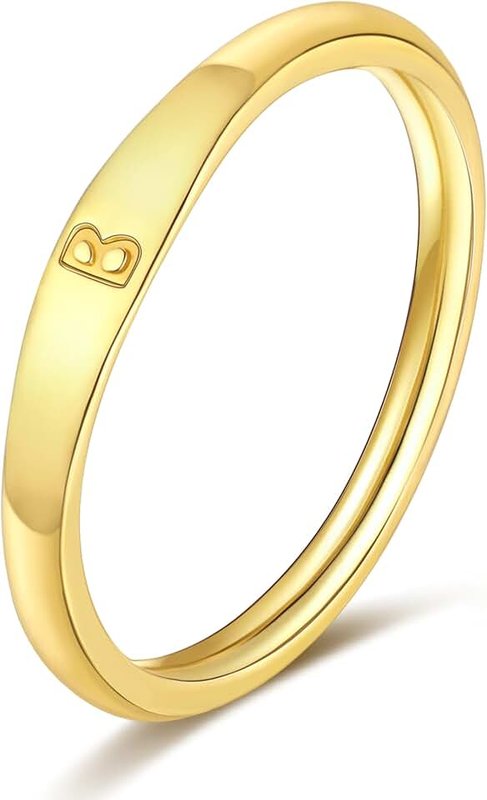ZOERAY Initial Rings for Women 14K Gold Plated Cute Stackable Signet Letter Ring for Teen Girls Dainty Thin Capital Alphabet knuckle Stacking Rings Initial jewelry Gifts Size 6-10
