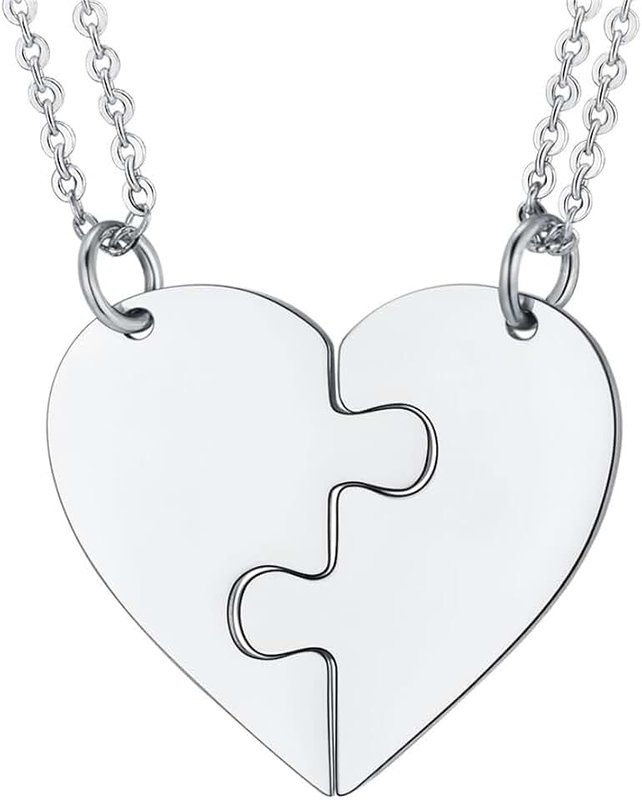 PROSTEEL Matching Necklaces for Friends Family, 2-6 pcs, Romantic Heart Pendant, Cute Cat Pendant Couple Necklace, Valentines Jewellery, Come with Gift Box