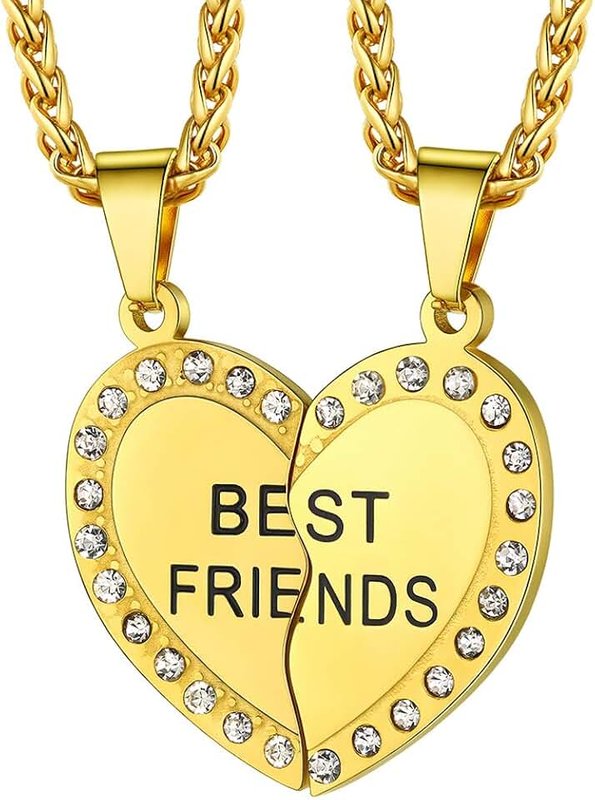 PROSTEEL Matching Necklaces for Friends Family, 2-6 pcs, Romantic Heart Pendant, Cute Cat Pendant Couple Necklace, Valentines Jewellery, Come with Gift Box