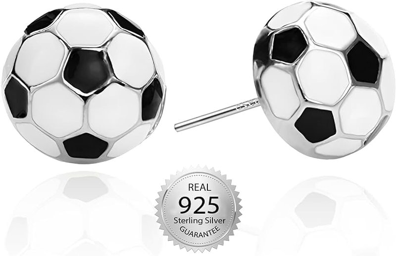 SmileBelle SmileBell Sterling Silver Sport Earrings Hypoallergenic Basketball Earrings, Baseball, Football, Soccer Earrings Volleyball Stud for Women Teen Fan Mom as Sports Party Birthday Jewelry Christmas Gifts