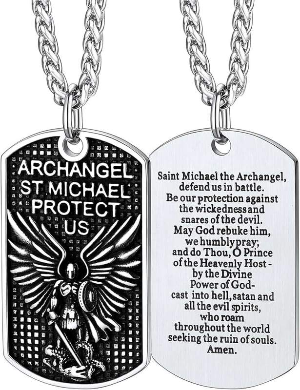 FaithHeart St Michael Medal Necklace for Men, Sturdy Stainless Steel Jewelry, Religious Gift with Delicate Packaging