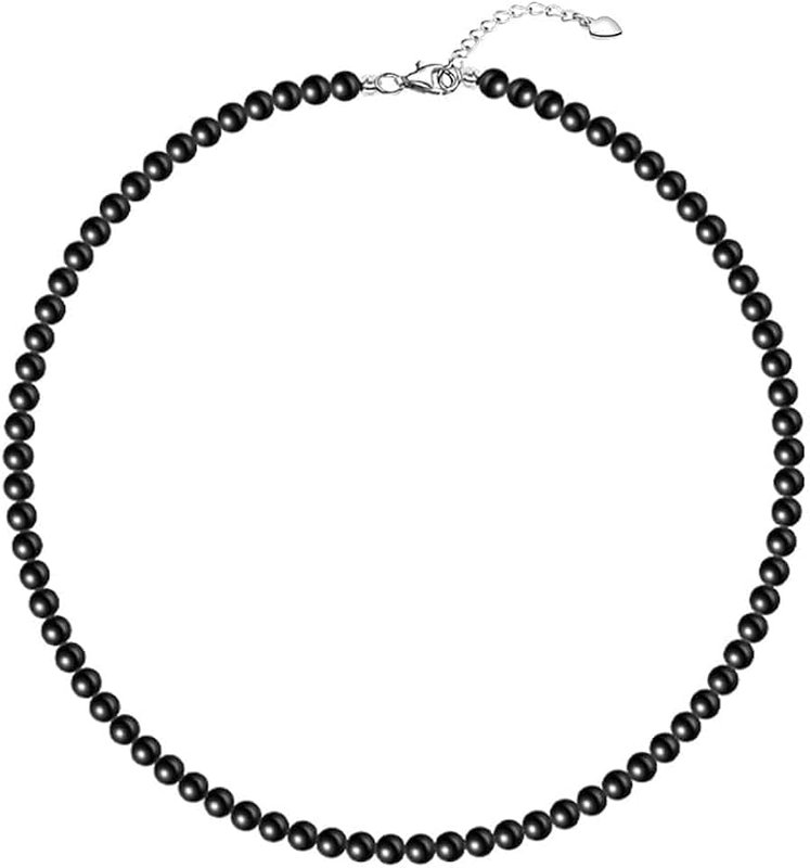 Aleasha Faux Pearl Necklace White Black Pink 4mm 6mm 8mm 10mm Glass Pearl Strand 14'-22' Wedding Jewelry for Women