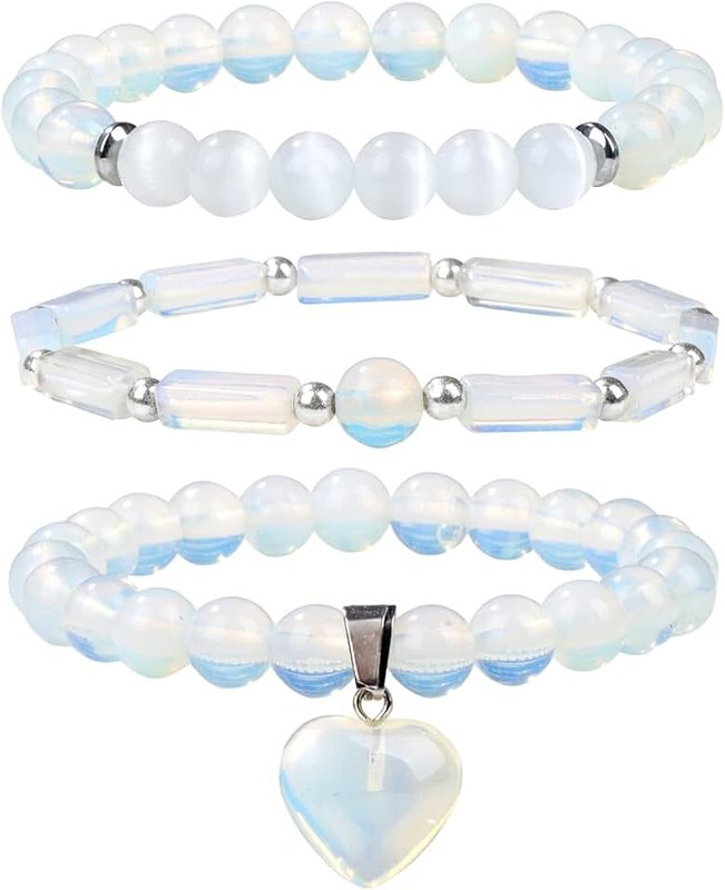 Vinswet Healing Crystal Beaded Bracelets for Women,Natural Amethyst Gemstones Bracelet,Anxiety Stress Relief Heart Charm Bracelet Handmade purple Jewelry Gifts for Women