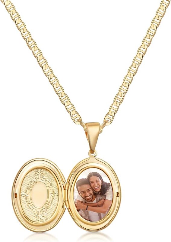 Barzel 18K Gold Plated Locket Necklace Photo Book Necklace - Made in Brazil