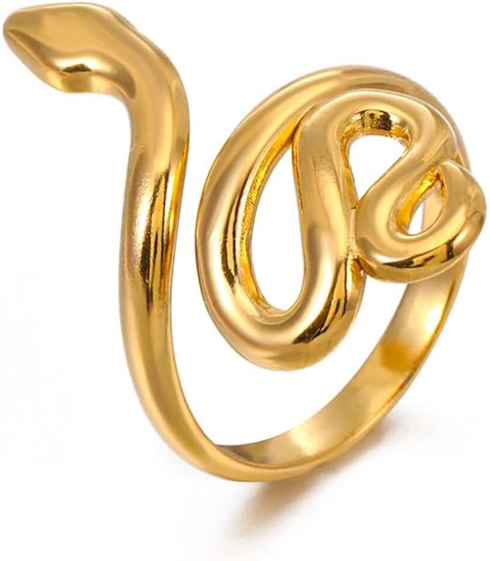 Sither Gold Snake Ring for Women Adjustable Snake Ring Cute Animal Snake Jewelry for Halloween Christmas Gift
