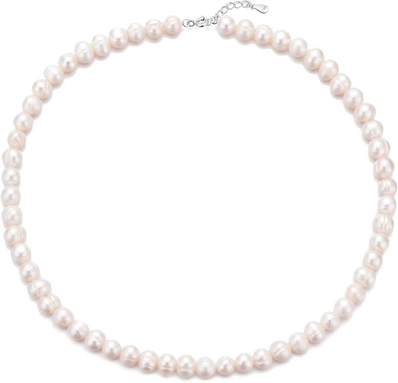 Philip Jones Sterling Silver White Freshwater Pearl Strand Choker Necklace, Adjustable, Freshwater Pearl