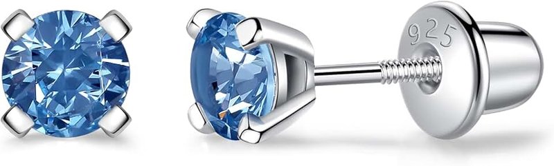 LUCKMORA 925 Sterling Silver Cubic Zirconia Earrings Studs for Men Hypoallergenic Nickel Free Earrings for Women Princess Round Cut