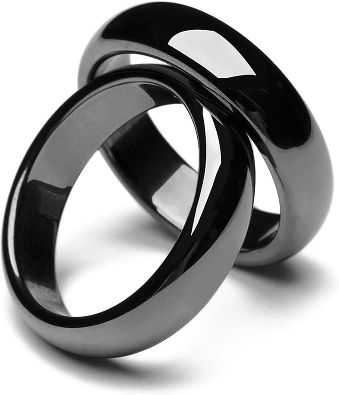 Hematite Rings for Women Man Unisex Anxiety Balance Root Chakra, Black Hematite Rings Absorbs Negative Energy