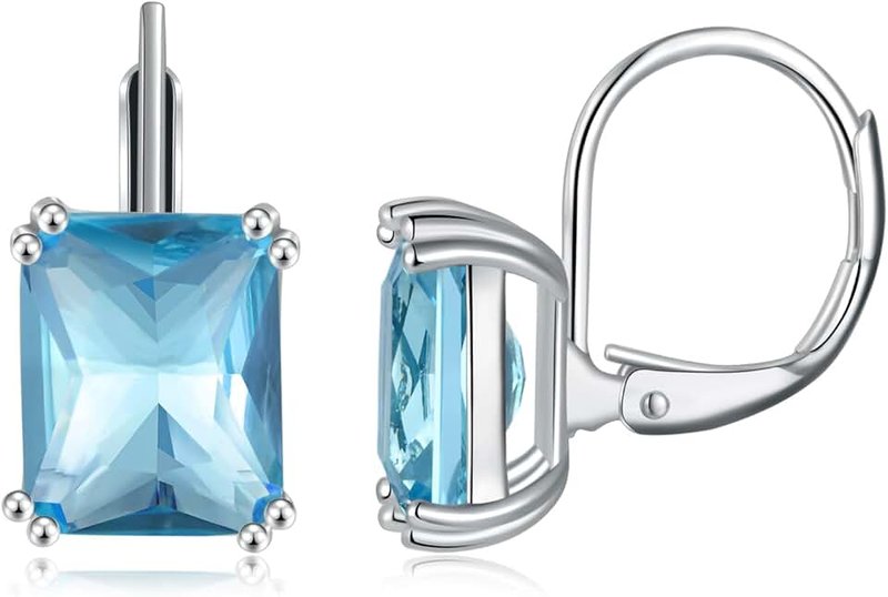 CiNily Emerald Cut Drop Dangle Earrings for Women 18K White Gold Plated Cubic Zirconia Simulated Diamond Dangle Earrings Jewelry Gifts for Weddings Birthday Party