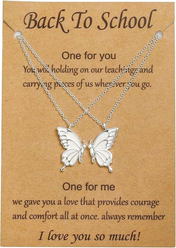 TOZLU Back to School Necklaces Mommy and Me Mom Mother Daughter Matching Butterfly Necklaces Set for 2 First Day of School Jewelry Gifts