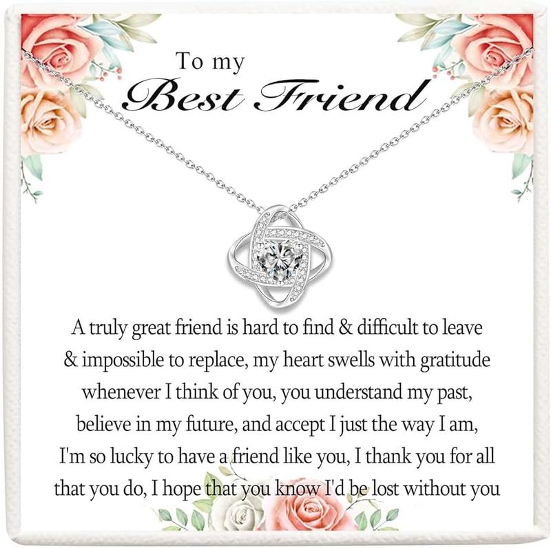 VOSAP Friendship Gifts for Women, Best Friend Necklace Sterling Silver Infinity Heart Knot Necklace, Best Friend Gifts for Women, Perfect Presents for Friend Sister on Birthday Christmas Graduation