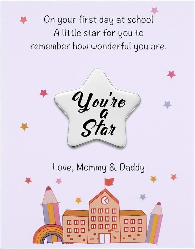 Ralukiia First Day of Kindergarten First Day of School Necklace Back to School 1st Day Nursery Pocket Hug Star Brave Button