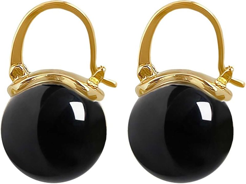 EFTKOY 18K Gold Plated 925 Sterling Silver Drop Dangle Shell Pearl Earrings for Women - Peral Size 12mm