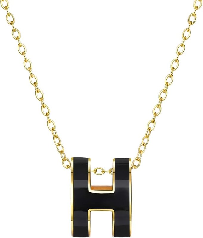 AIMADE H Necklace for Women18K Gold Plated Classic Letter Design Cute Fashion Necklace Pendant Jewelry Gifts for Women