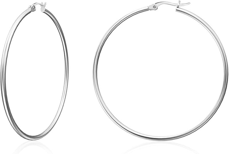 Lian Gold Hoop Earrings for Women 18K Gold Plated Hoops with Stainless Steel Thin Hoop Earrings 15-60MM Lightweight Large Small Huggie Earrings