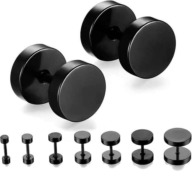 Poetic Dove Pair Flat Round Barbell Plug Stud Earrings 316 Surgical Stainless Steel Mens Unisex