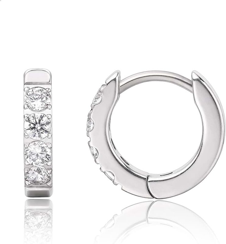 limerencia G23 Pure Titanium Huggie Hoop Earrings, Hypoallergenic Cartilage Huggie Hoops Small Cubic Zirconia Cuff Earrings Mini Piercing Jewelry for Women Sensitive Ears