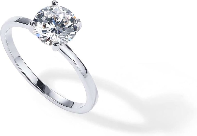 PAVOI 18K Sterling Silver Gold Round Cut Solitaire 1.5 CT Moissanite Engagement Ring for Women | Wedding Band | Promise Ring