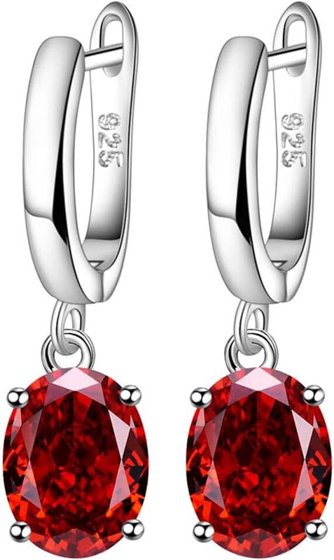 GLESOS Lightweight Heart-Shaped Drop/Dangle Huggie Earrings,18K White Gold Plated Wathet CZ crystal earrings for Women