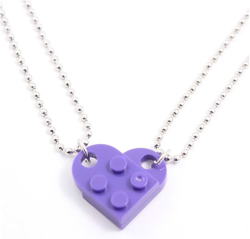 Caiyao 2 pieces Puzzle Brick Pendant Necklaces Love Heart Shape Combine Necklace for Women Men Couple Loevers Best Friends Gifts