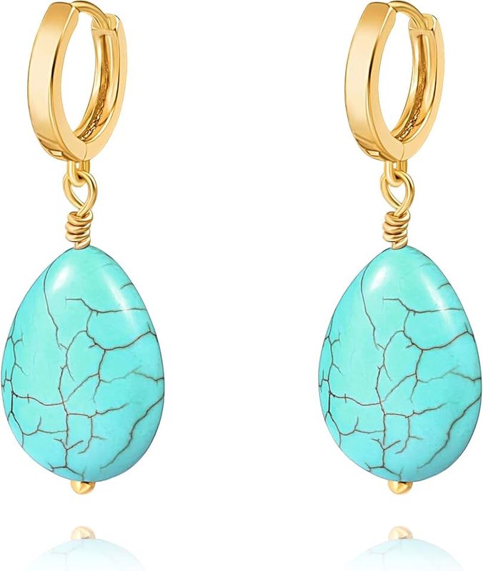 PERNNLA PEARL 18K Gold Evil Eye Cross Huggie Hoop Earrings Dainty Simple Turquoise Drop Dangle Earrings for Women CZ Cute Earrings