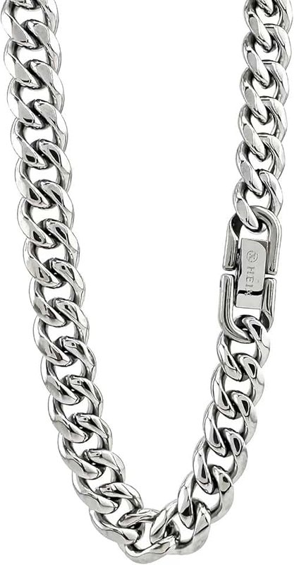 HEIX Premium Stainless Steel 4mm 6mm 8mm 10mmChain Necklace for Men and Women - Sleek Cuban Chunk Link Design -