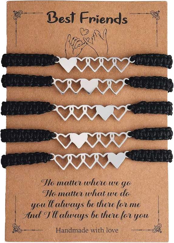 Ornaland 2/3/4/5 Pcs Friendship Bracelet Best Friend Bracelets Bff Matching Heart Bracelet Braided Bracelet Best Friend Friendship Gifts for Women Friends Girls Teen