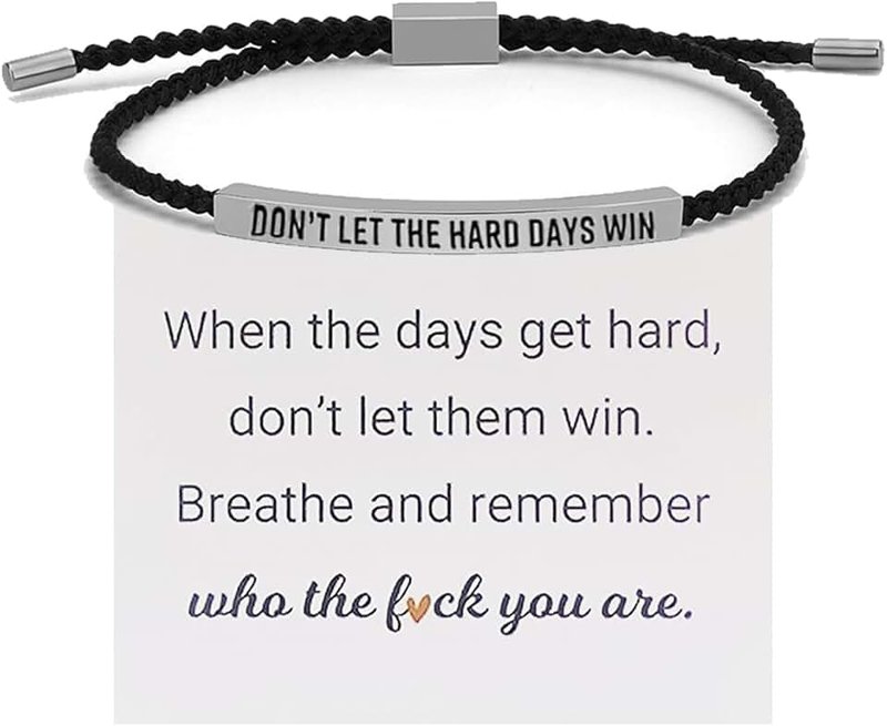 Choistily Dont Let The Hard Days Win Bracelet for Women Adjustable Handmade Braided Bracelet Stainless Steel Tube Engraved Inspirational Bracelet for Women Men Inspirational Jewelry Gifts