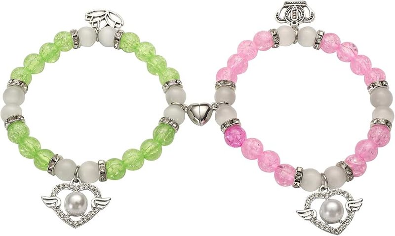 UniIdeal Spider Friendship Bracelets Cosplay Costume Accessories Couple Relationship Distance Bracelet Heart Stone Beads Metal Anime Charm Pinky Promise Pink Best Friends Distance Matching Bracelet for