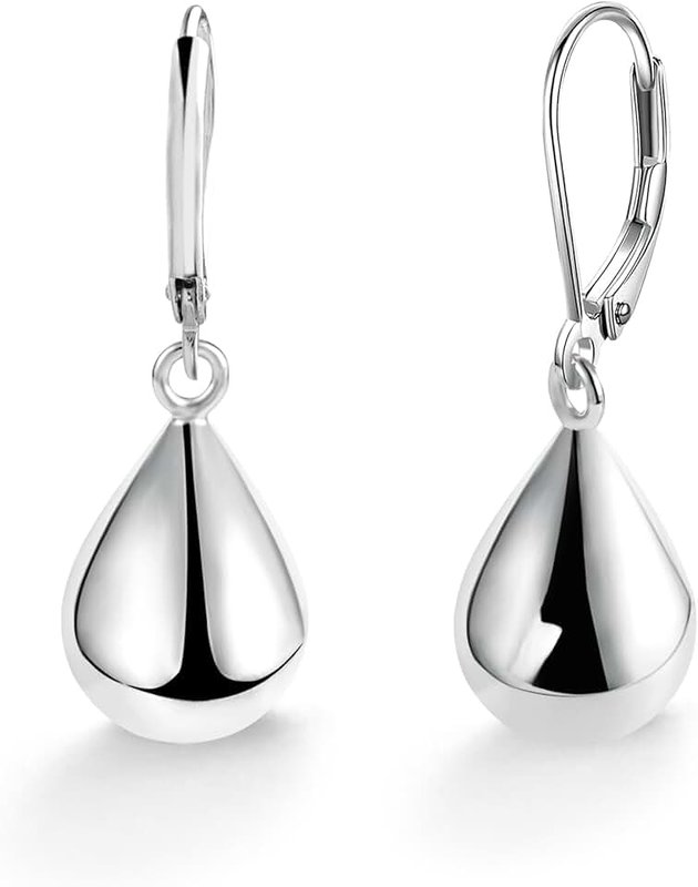 ALEXCRAFT 925 Sterling Silver Teardrop Leverback Earrings for Women Girls Waterdrop Tear Drop Dangle Earrings Jewelry Hypoallergenic Silver Teardrop Leverback Dangle Earrings for Women