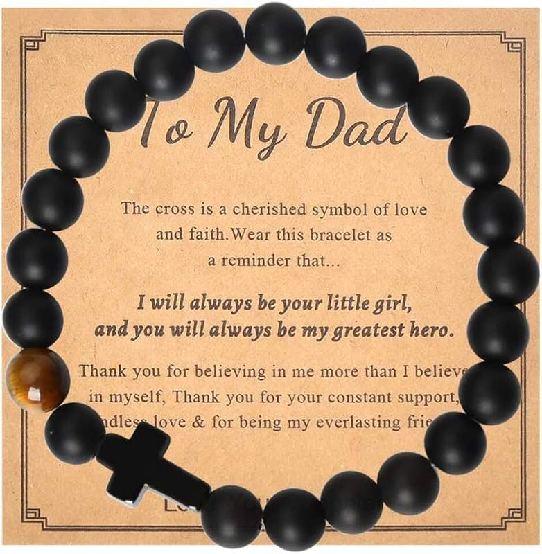 YangQian Religious Christian Gifts for Men Teen Boys Catholic Rosary Beaded Cross Bracelet for Dad Son BirthdayXmas Gift Ideas