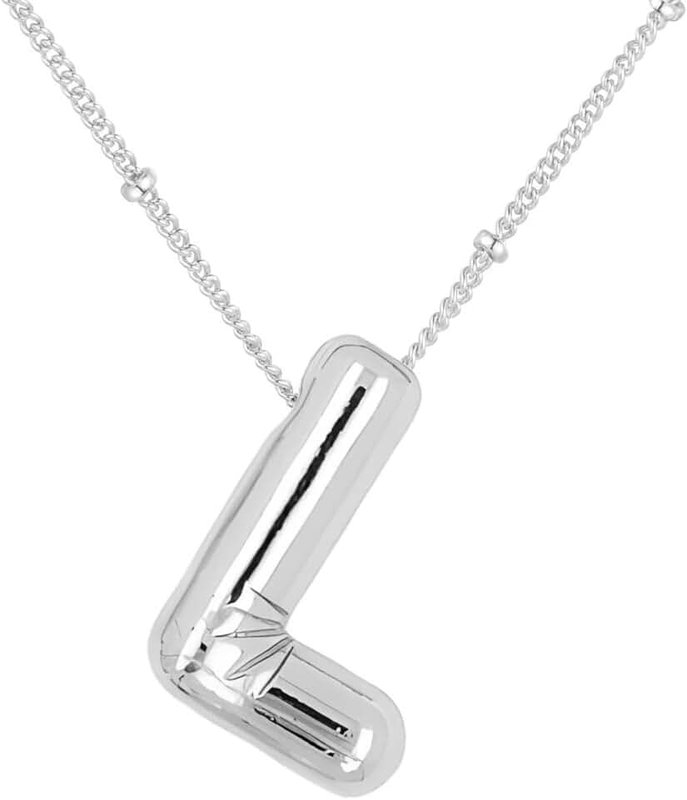 DIOWUS Bubble Letter Necklace For Women,Dainty Balloon Initial Necklaces 18k Gold Plated Chain Pendant Alphabet Necklaces For Girlfriend Charm Simple Gift Jewelry