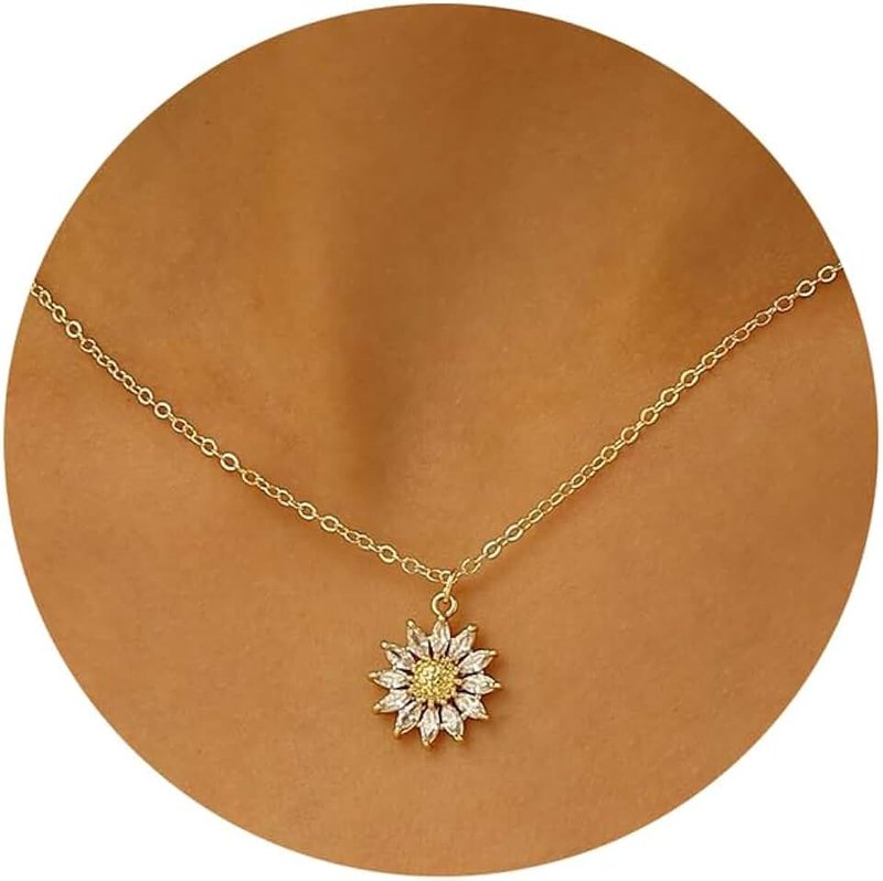 HLJEO Gold Necklace for Women, 14k Gold Dainty Star of David Flower Sun Evil Eye Infinity Design Simple Pendent Necklace